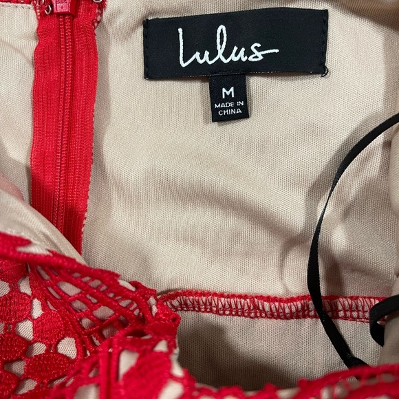 Lulu’s Rules Red Lace Bodycon Midi Dress sz M - Picture 3 of 5